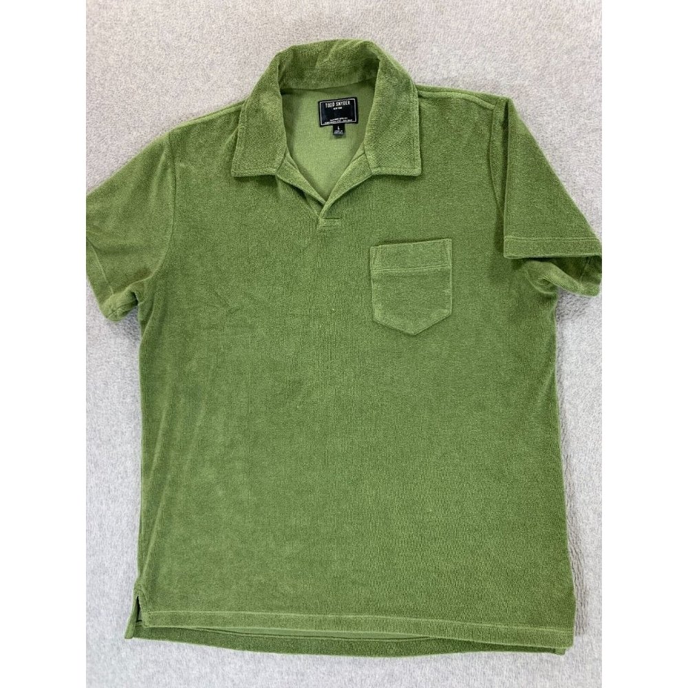 Todd Snyder Terry Cloth Montauk Short Sleeve Polo Shirt (Men's Large) Green